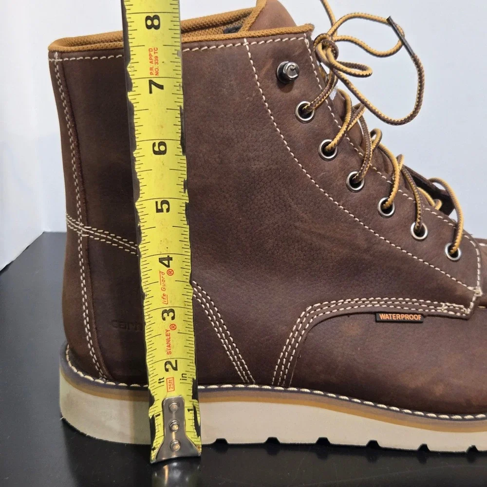 Carhartt Wedge Sole Boot Mens 10.5 Brown Waterproof Moc Toe Work CMW6295